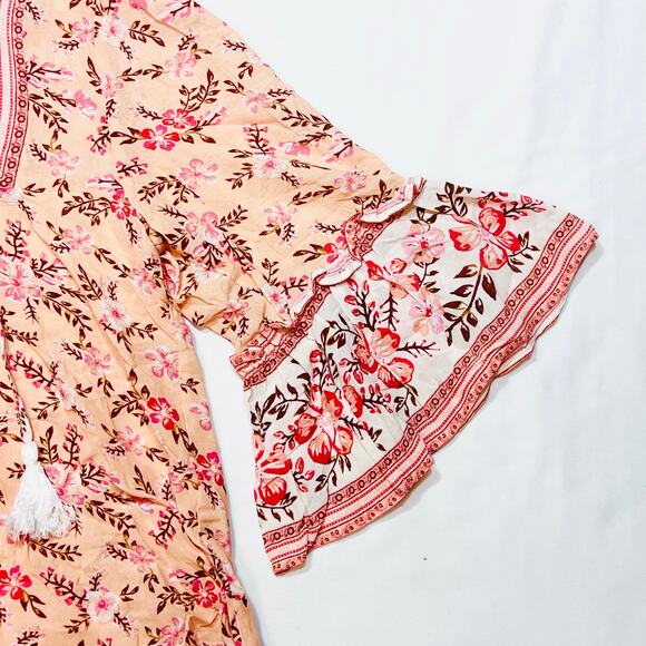 Arnhem Lily Blouse Candy Pink Multi Color Women Size 8 Flutter Bell Sleeves Top - Picture 6 of 16